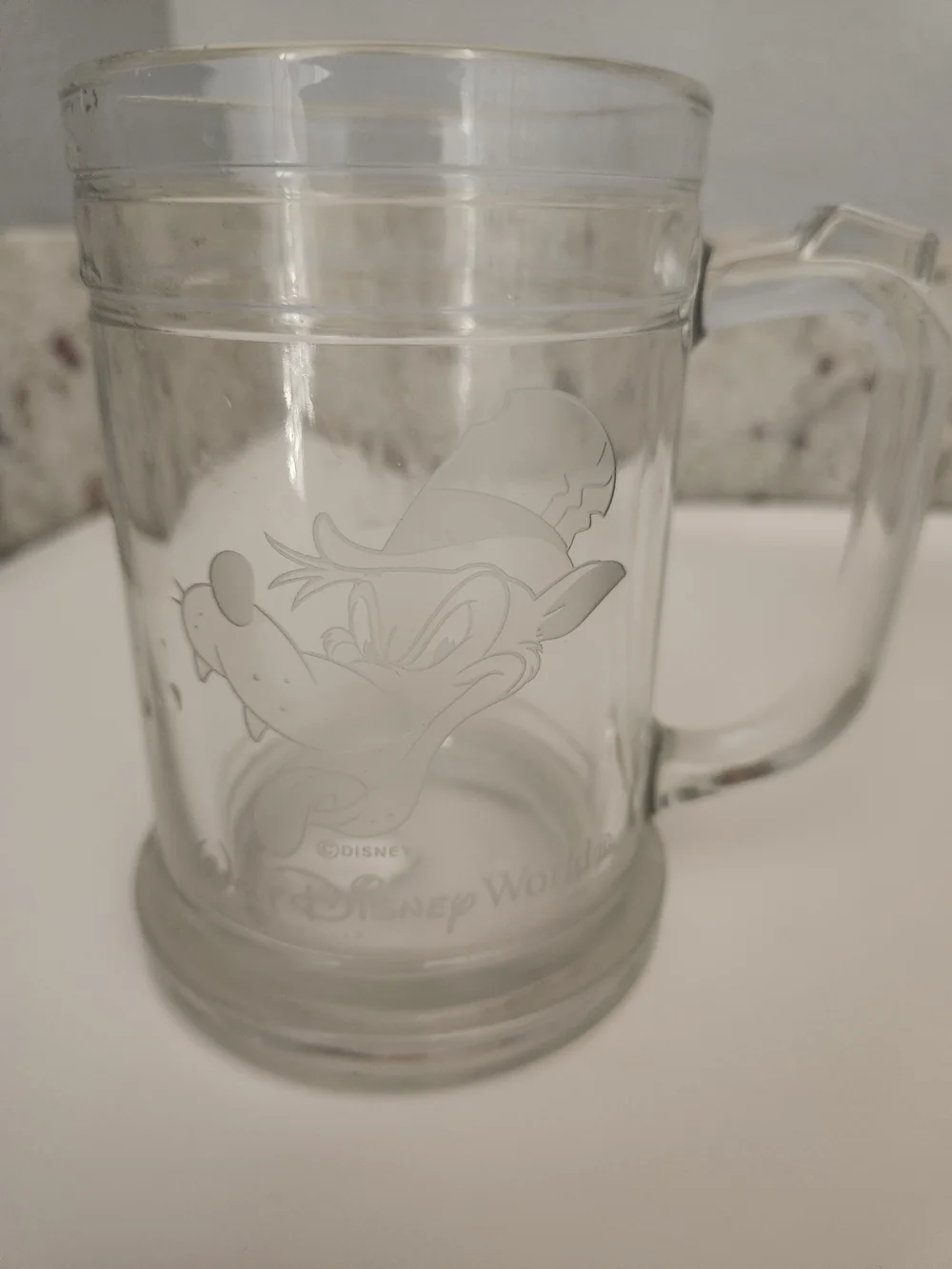 Disney Beer Stein Villians Big Bad Wolf On Front/Mike On Back-  Etched Glass